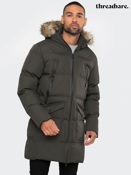 Хакі - Threadbare Showerproof Longline з капюшоном Padded Parka Coat (AG5505) | 4 506 грн