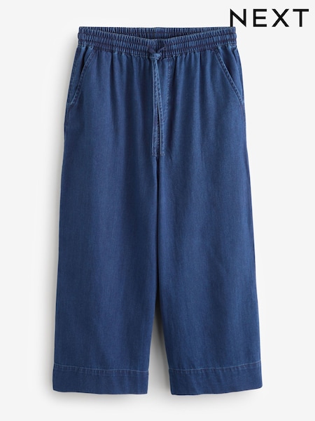 Dark Blue - Lightweight Denim Wide Crop Jeans (AG5578) | 243 LEI