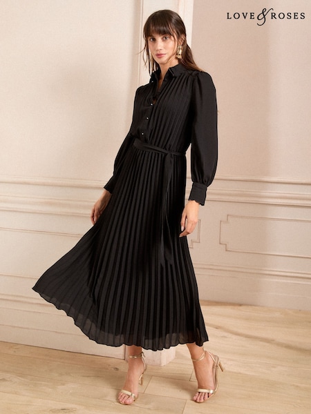Love & Roses Pleated Midi Dress (AG5611) | 344 LEI