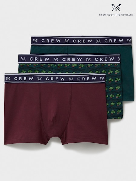 Crew Clothing Company Green/Red Jersey Boxers 3 Pack (AG5634) | €50
