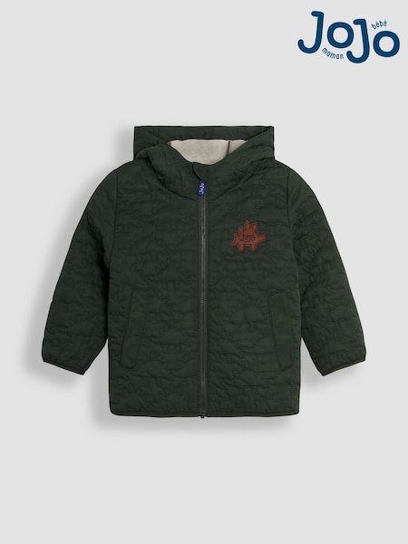 JoJo Maman Bébé Khaki Dinosaur Quilted Puffer Jacket (AG5635) | ₪199 - ₪209
