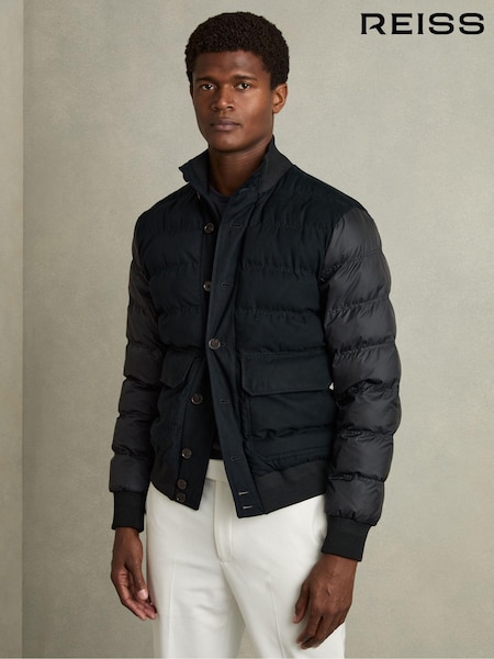 Reiss Marsian Patch-Pocket Quilted-Alcantara Jacket (AG5669) | 2,871 LEI