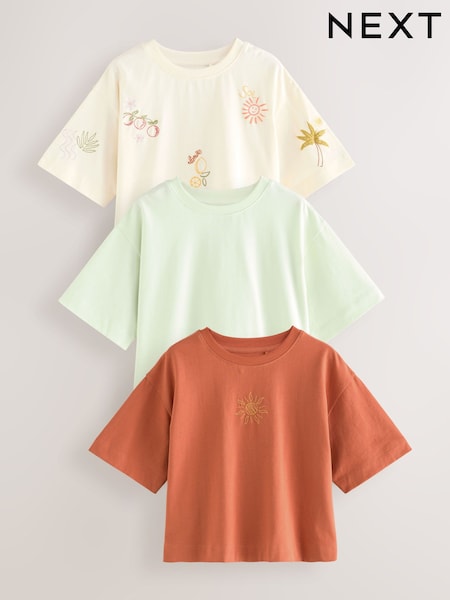 Green/Orange/White - 100% Cotton Motif T-Shirts 3 Pack (3-16yrs) (AG5746) | 24 € - 32 €