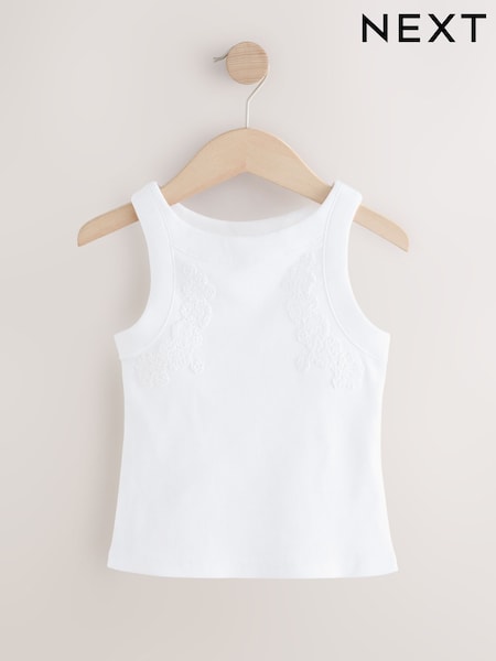 White Floral Crochet Rib Vest (3-16yrs) (AG5754) | €13 - €20