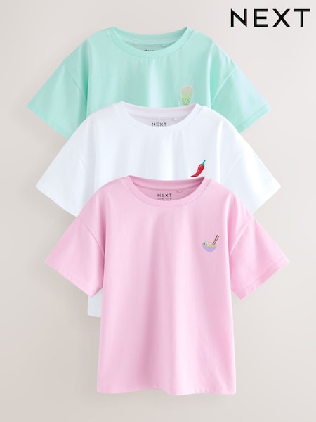 Morado/verde - 100% Cotton Motif T-Shirts 3 Pack (3-16yrs) (AG5755) | 22 € - 30 €