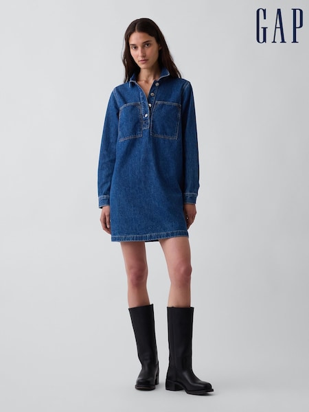 Medium Wash - Gap Denim Shift Mini Dress