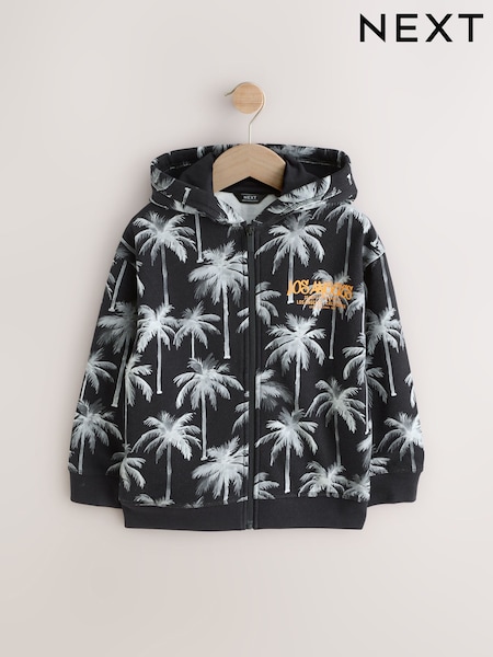 Black/White Palm Zip Through Graphic Hoodie (3-16yrs) (AG5792) | €27 - €34