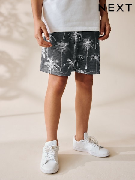Palm Black/White - Mesh Sport Shorts (3-16yrs) (AG5801) | 14 € - 21 €