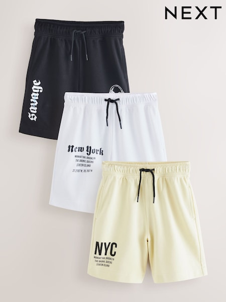 White/ Yellow / Black - Graphic Jersey Shorts 3 Pack (3-16yrs) (AG5825) | 29 € - 53 €