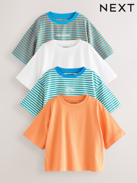 Bright Orange Stripe Oversized T-Shirts 4 Pack (3-16yrs) (AG5832) | €25 - €33