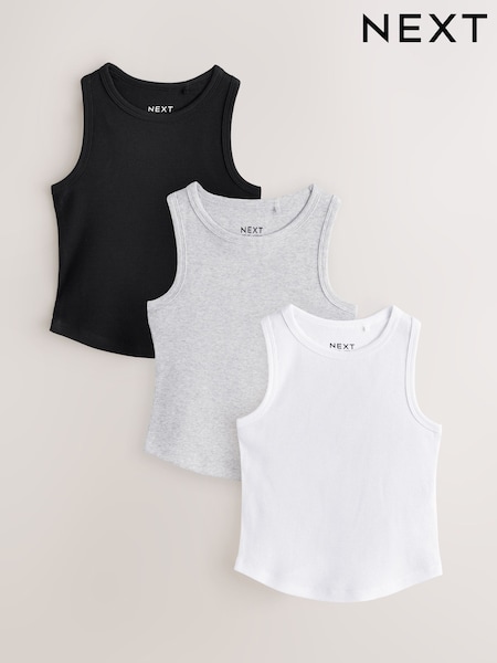 Schwarz/Weiß/Grau - Rib Vest 3 Pack (3-16yrs) (AG5833) | 11 € - 20 €