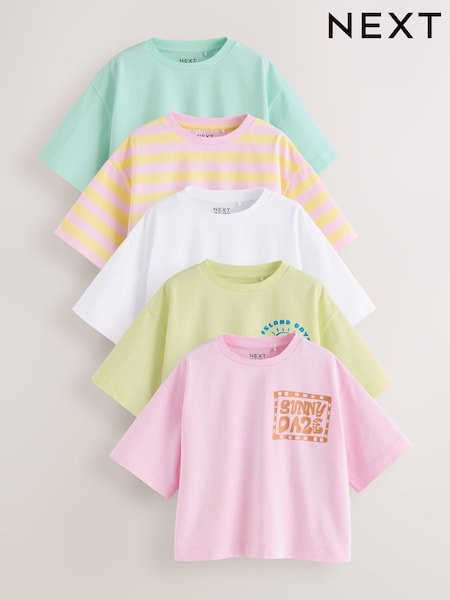Mehrfarbig/Pastell - Sun Graphic 100% Cotton T-Shirts 5 Pack (3-16yrs) (AG5834) | 31 € - 40 €