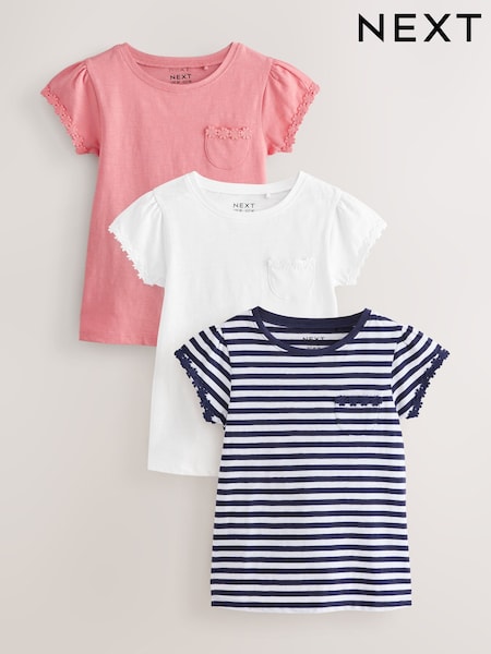 Azul/rosa/blanco - Daisy Trim T-Shirts 3 Pack (1.5-16yrs) (AG5835) | 14 € - 25 €