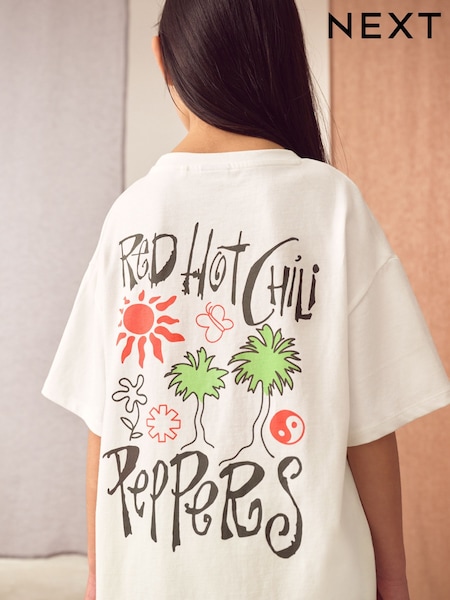 White Oversized Red Hot Chili Peppers Band T-Shirt (3-16yrs) (AG5844) | €22 - €29