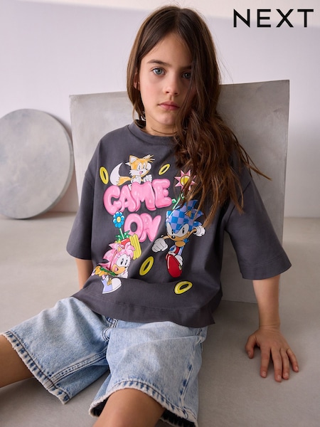 Grey Sonic & Amy 100% Cotton License T-Shirt (3-16yrs) (AG5849) | 69 QAR - 94 QAR