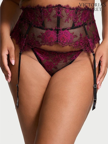 Victoria's Secret Black / Pink Rose Lace Garter Belt (AG5863) | €40