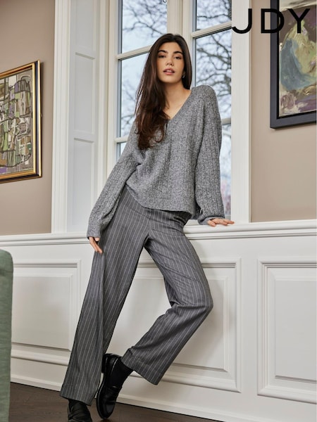JDY Grey Wide Leg Stripe Trousers (AG5891) | €25