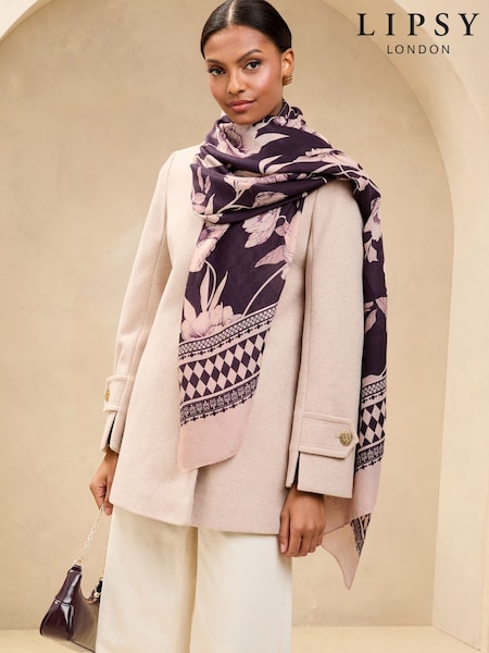 Lipsy Purple Lightweight Printed Scarf (AG5903) | $31