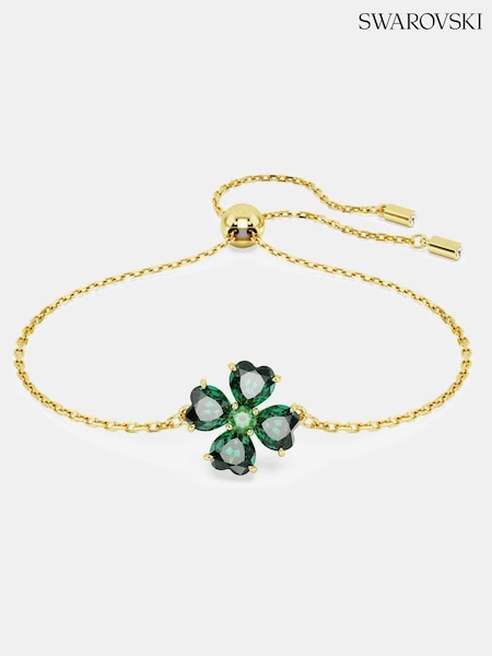 Swarovski Green Mixed Cuts Clover Gold-Tone Plated Idyllia Bracelet (AG5904) | AED518
