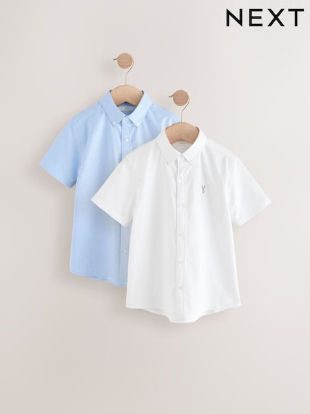 Blanco/azul - Short Sleeve Cotton Rich Oxford Shirts 2 Pack (3-16yrs) (AG5920) | 28 € - 41 €