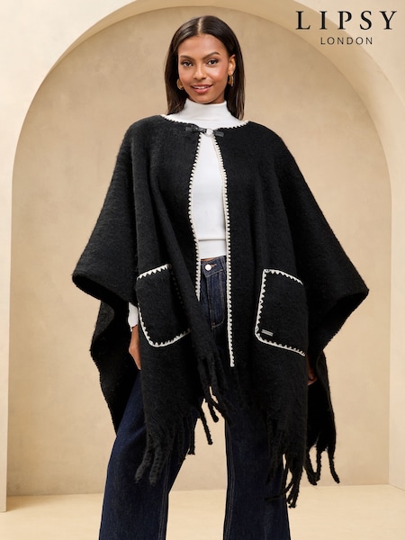 Lipsy Cosy Whipstitch Fringe Cape (AG5935) | 50 €