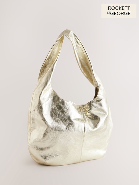 Gold - Rockett St George Leather Hobo Shopper Bag (AG5961) | 191 €