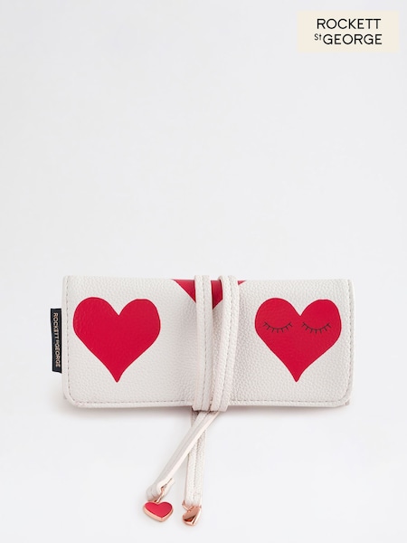 Rockett St George Ecru Hearts Jewellery Case Bag (AG5966) | $37