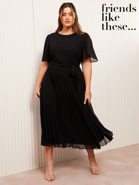 Friends Like These Pleated Chiffon Flutter Sleeve Midi Dress (AG6044) | €90