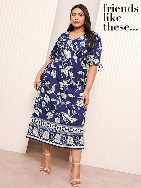 Friends Like These Black/White Curve Satin Printed Midi Dress (AG6047) | € 90