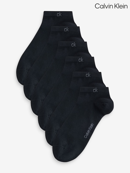 Black - Regular Calvin Klein Logo Trainer Socks 6 Pack