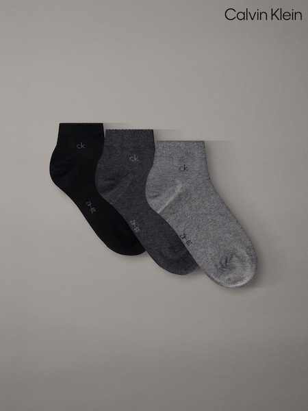 Grau - Regular Calvin Klein Soft Cotton Stretch Ankle Socks 3 Pack