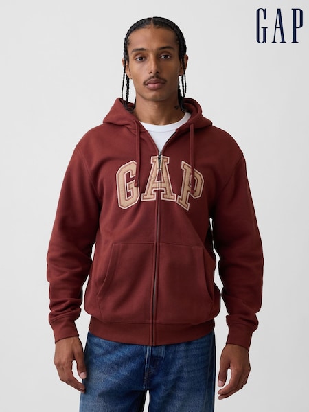 Rust Red - Regular Gap Vintage Soft Arch Logo Zip-up Hoodie
