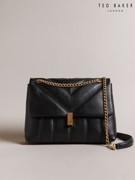 Ted Baker Black Ayasie Quilted Large Twist Lock Cross-Body Bag (AG7122) | €212
