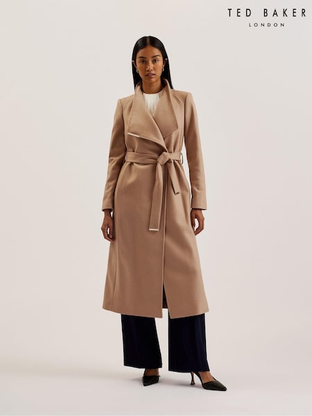 Ruskea - Ted Baker Rosell Long Length Wool Wrap Coat (AG7132) | €597