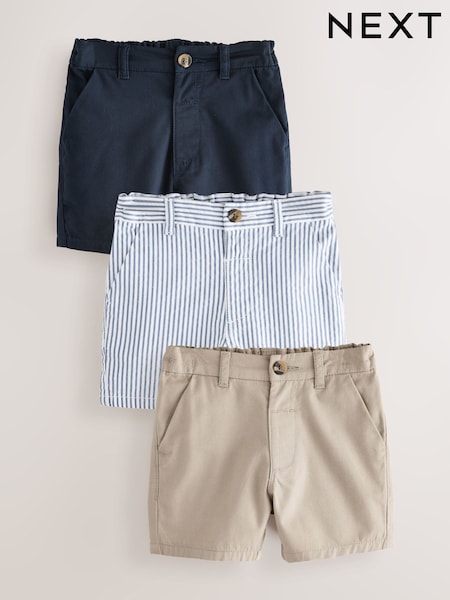 Azul marino/Piedra/Rayas de cutí - Chinos Shorts 3 Pack (3mths-7yrs) (AG7139) | 26 € - 32 €