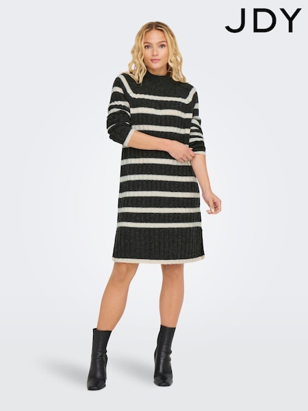 JDY Grey Stripe High Neck Midi Jumper (AG7162) | €16.50
