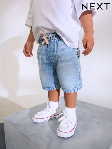 Light Blue Pull On Denim Shorts (3mths-7yrs) (AG7272) | R$ 100 - R$ 120