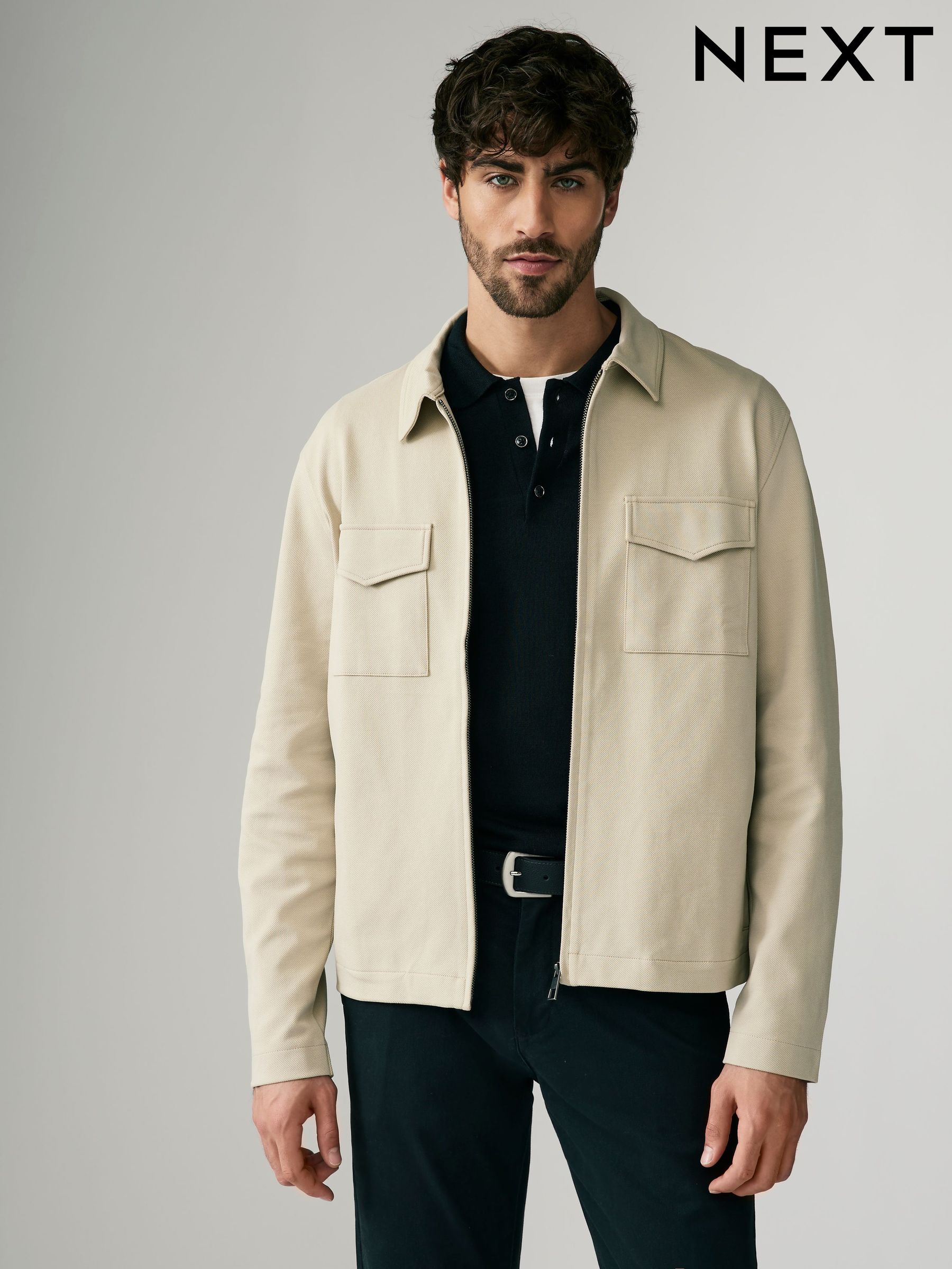 Buy Men's Jackets Natural Shacket Online | Next USA