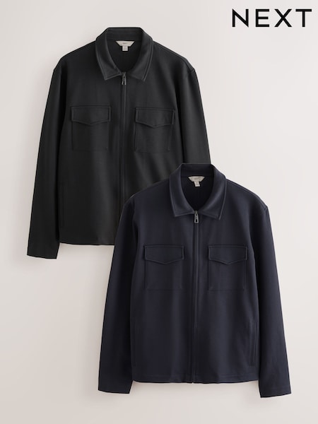 Black/Navy Cotton Blend Jersey Shackets 2 Pack (AG7288) | €112