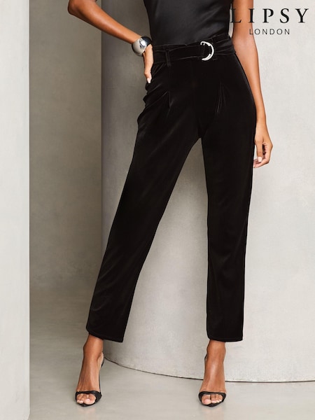 Black Paperbag Velvet Trousers (AG7301) | €34.50