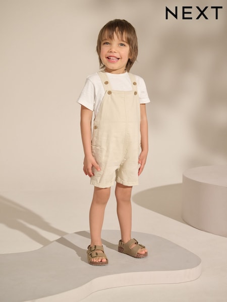 Светло-бежевый - Linen Blend Dungarees (3mths-7yrs) (AG7314) | €21 - €24