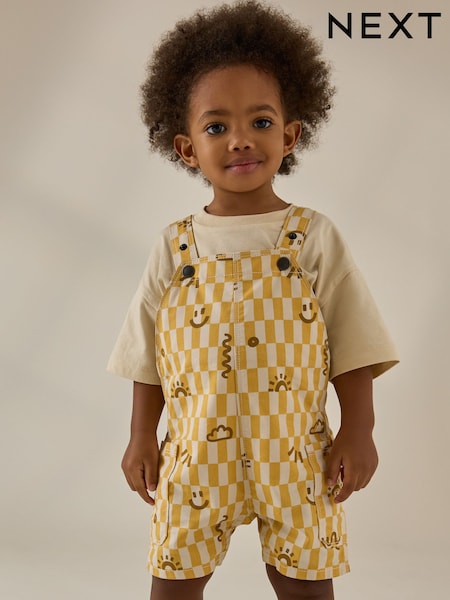 Yellow Checkerboard 100% Cotton Dungarees (3mths-7yrs) (AG7317) | SGD 24 - SGD 32