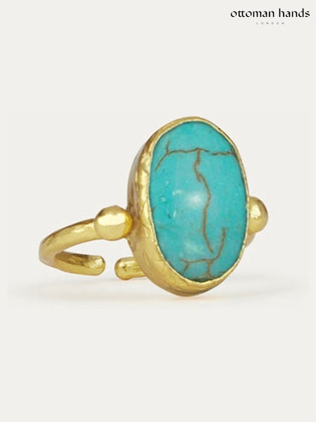 Gold - Ottoman Hands Aurelia Turquoise Cocktail Ring