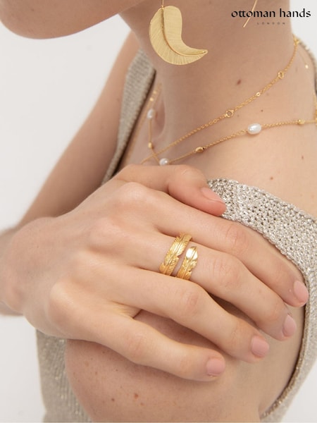 ginto - Ottoman Hands Gold Feather Ring