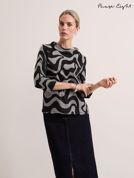 Phase Eight Black Rena Printed Top (AG8166) | €33