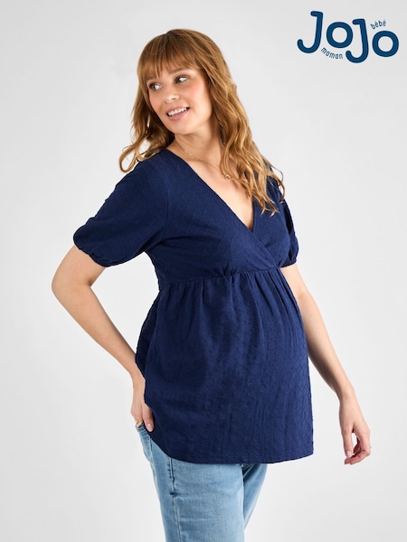 JoJo Maman Bébé Navy Broderie Maternity Jersey Top (AG8171) | €47