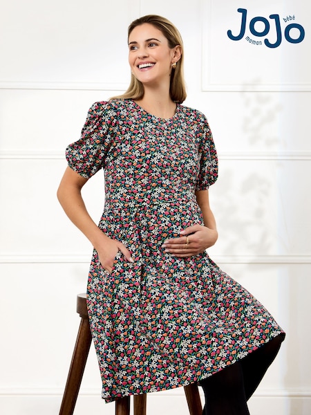 Jojo Maman Bébé Black Double Layer Maternity & Nursing Jersey Dress (AG8189) | €56