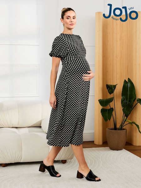 JoJo Maman Bébé Ditsy Puff Sleeve Maternity Midi Jersey Dress (AG8200) | 68 €