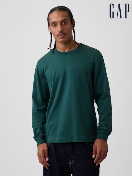 Green - Regular Gap Heavyweight Relaxed Long Sleeve T-shirt
