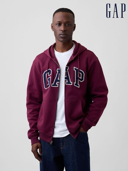 Temno rdeča - Regular Gap Relaxed Logo Zip-up Hoodie